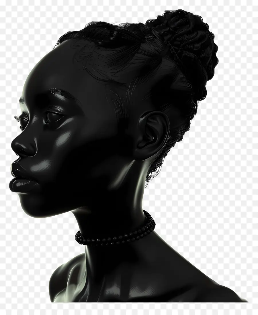 Femme Noire，Sculpture Buste Noir PNG