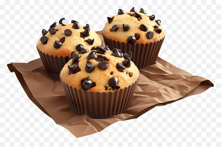 Muffins Aux Pépites De Chocolat，Cuit PNG