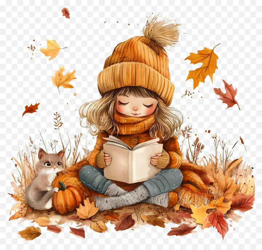 Automne Douillet，Fille Lisant PNG