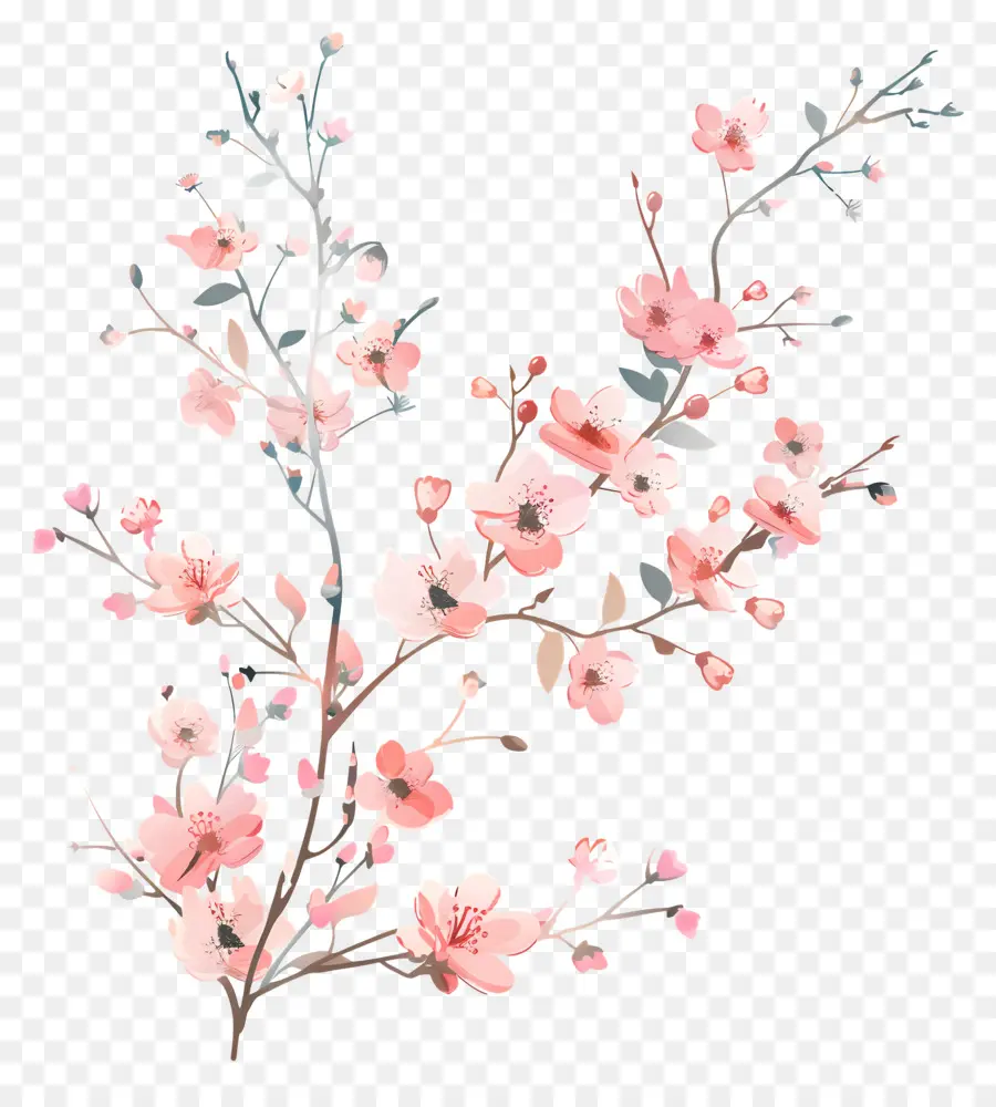 Fleurs Pastel，Branche De Fleurs PNG