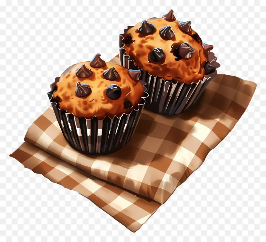 Muffins Aux Pépites De Chocolat，Cuit PNG