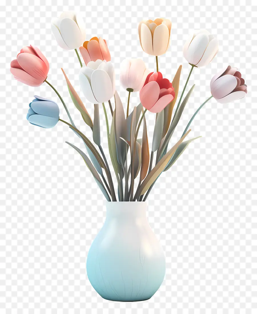 Fleurs Dans Un Vase，Tulipes PNG