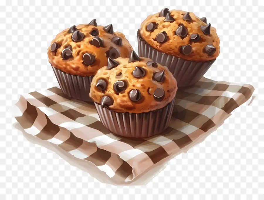 Muffins Aux Pépites De Chocolat，Cuit PNG