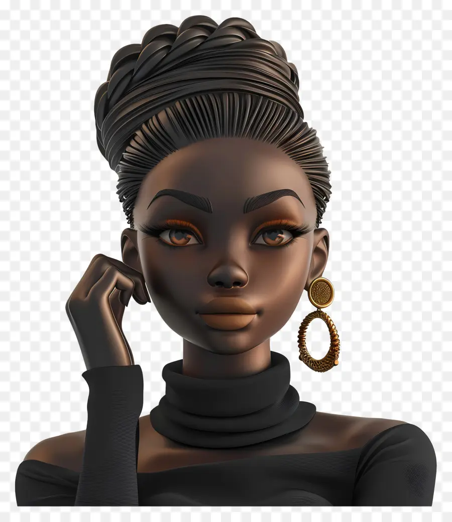 Femme Noire，Femme Avec Des Boucles D'oreilles PNG