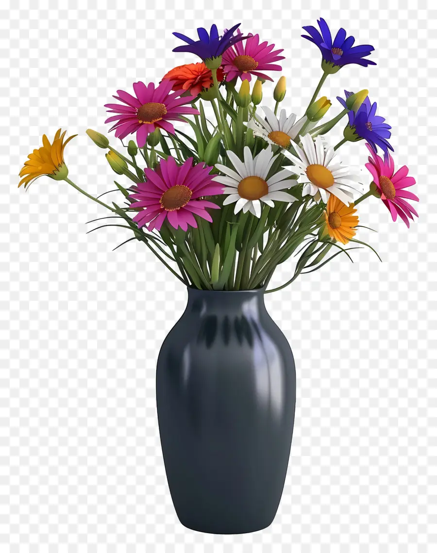 Fleurs Dans Un Vase，Bouquet De Fleurs Colorées PNG