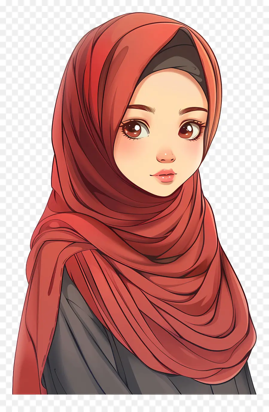 Jolie Fille Hijab，Fille En Hijab Rouge PNG