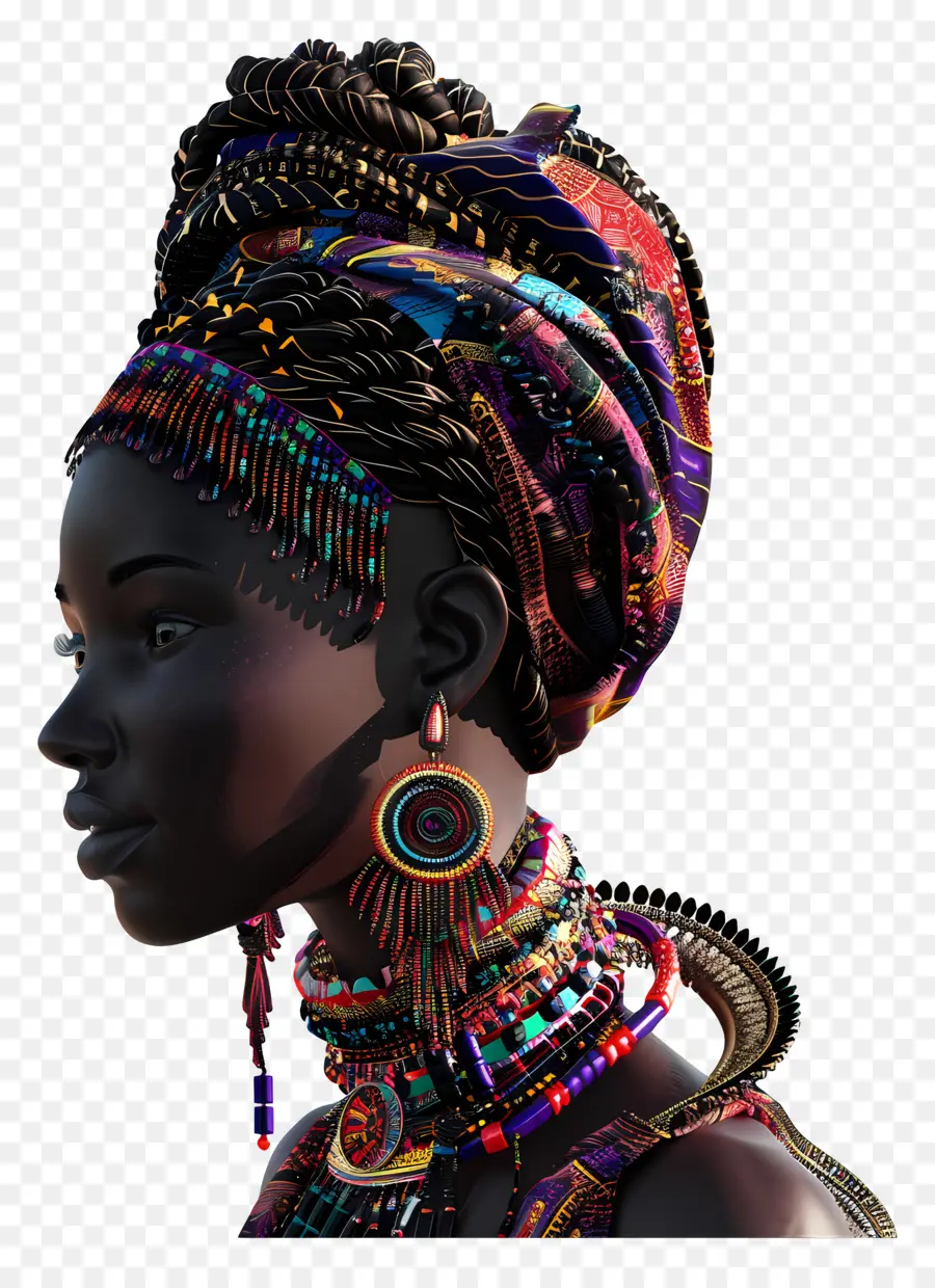 Femme Africaine，Femme Avec Des Bijoux En Perles PNG