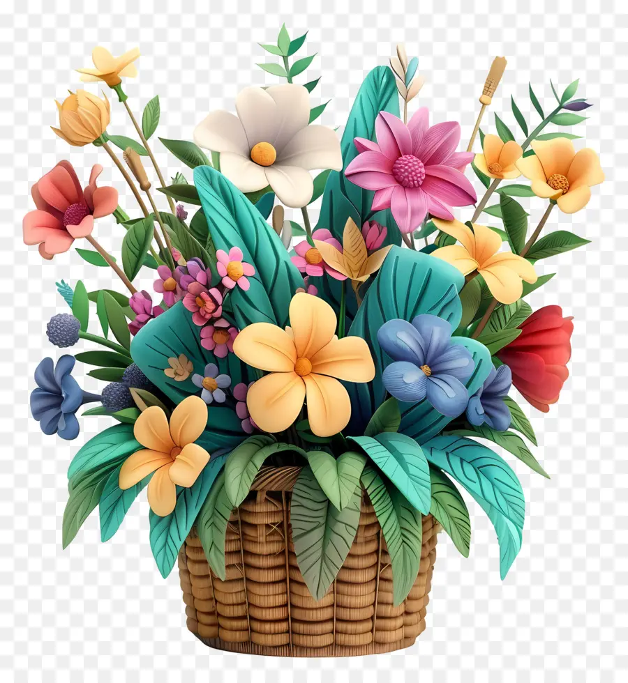 Fleurs Dans Un Panier，Panier De Fleurs PNG