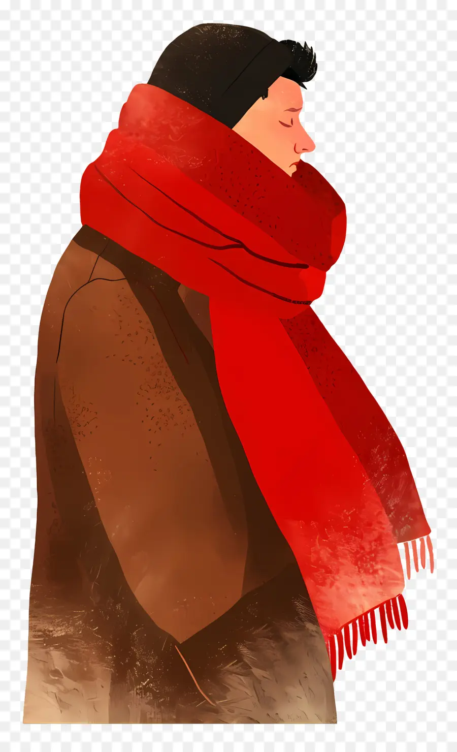 Homme Hiver，Homme Au Foulard Rouge PNG