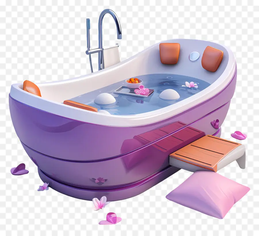 Baignoire Balnéo，Baignoire Violette PNG