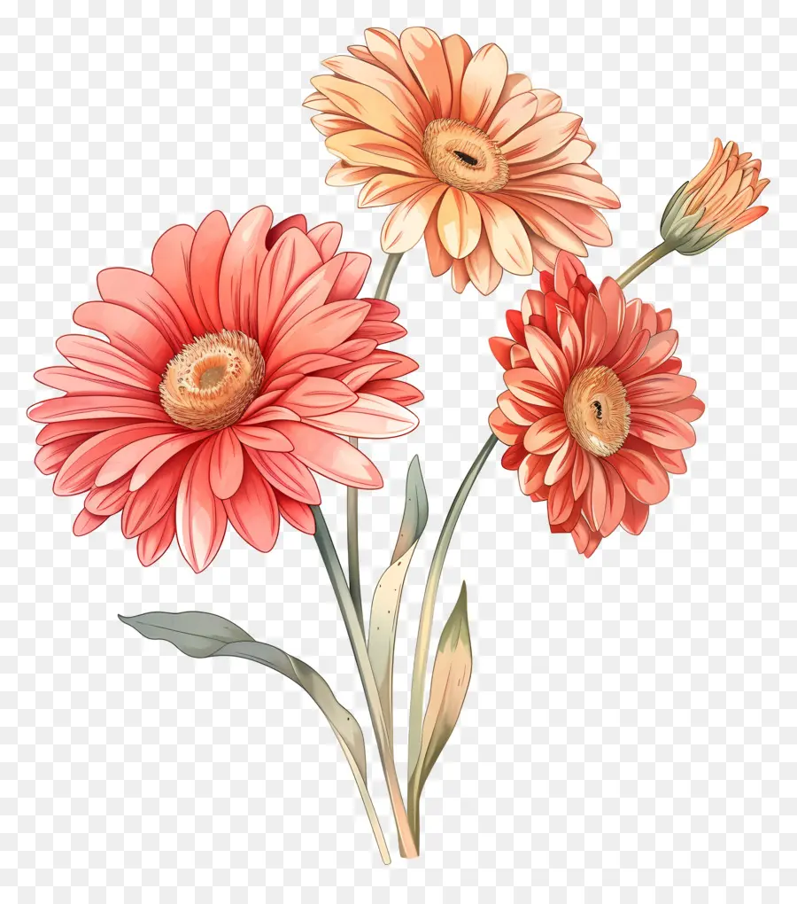 Fleurs De Gerberas，Fleurs Roses PNG