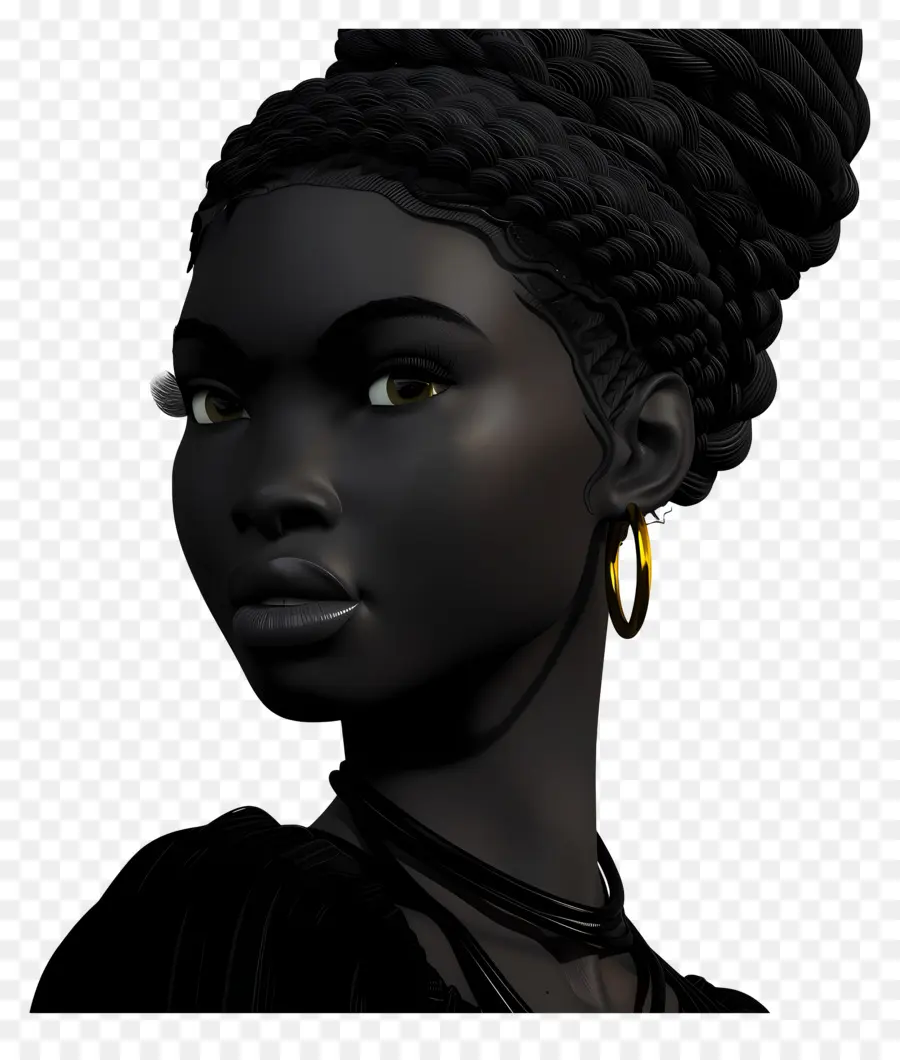 Femme Noire，Femme Avec Des Boucles D'oreilles PNG