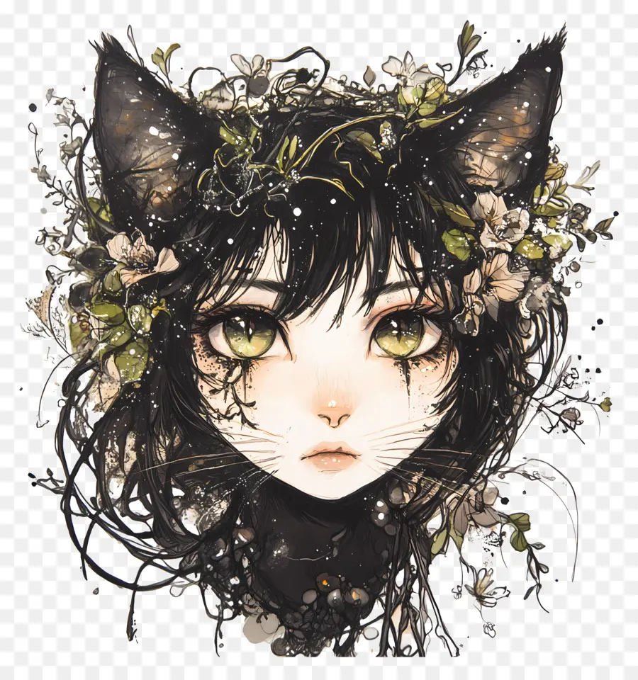 Fille Chat，Oreilles PNG