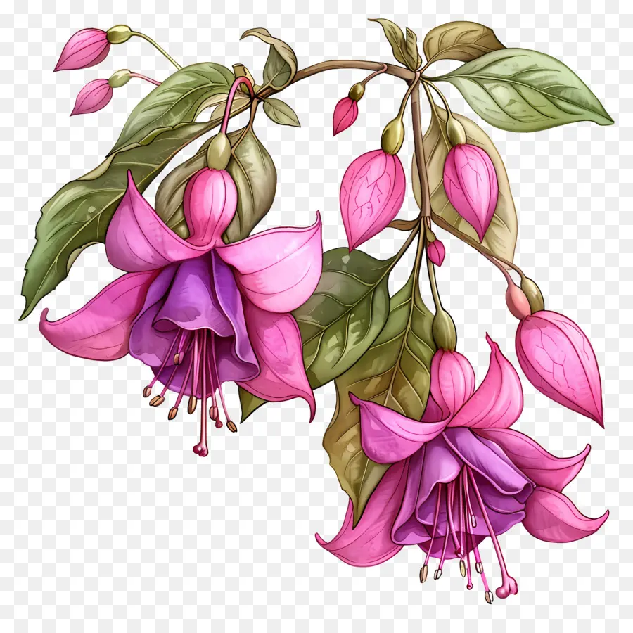 Fleurs Fuchsia，Fleurs Roses PNG