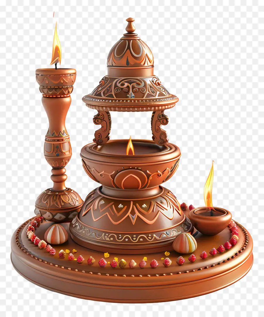 Puja Kalash，Lampe à Huile Décorative PNG