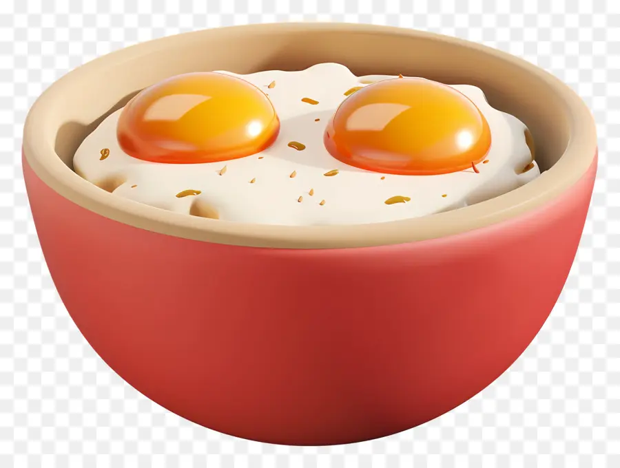 Bol De Petit Déjeuner，Oeufs Dans Un Bol Rouge PNG