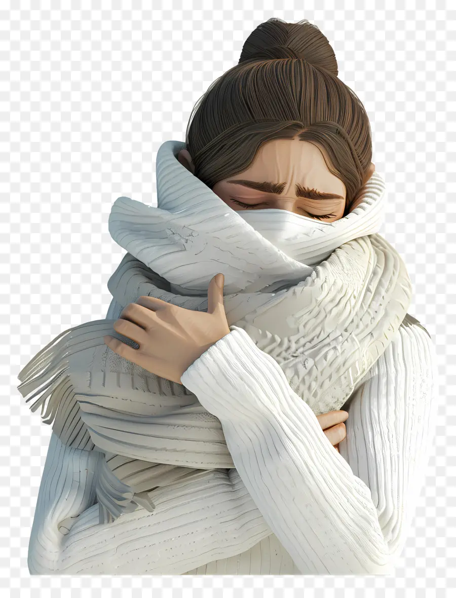 Femme Malade De La Grippe，Femme Avec Un Foulard PNG