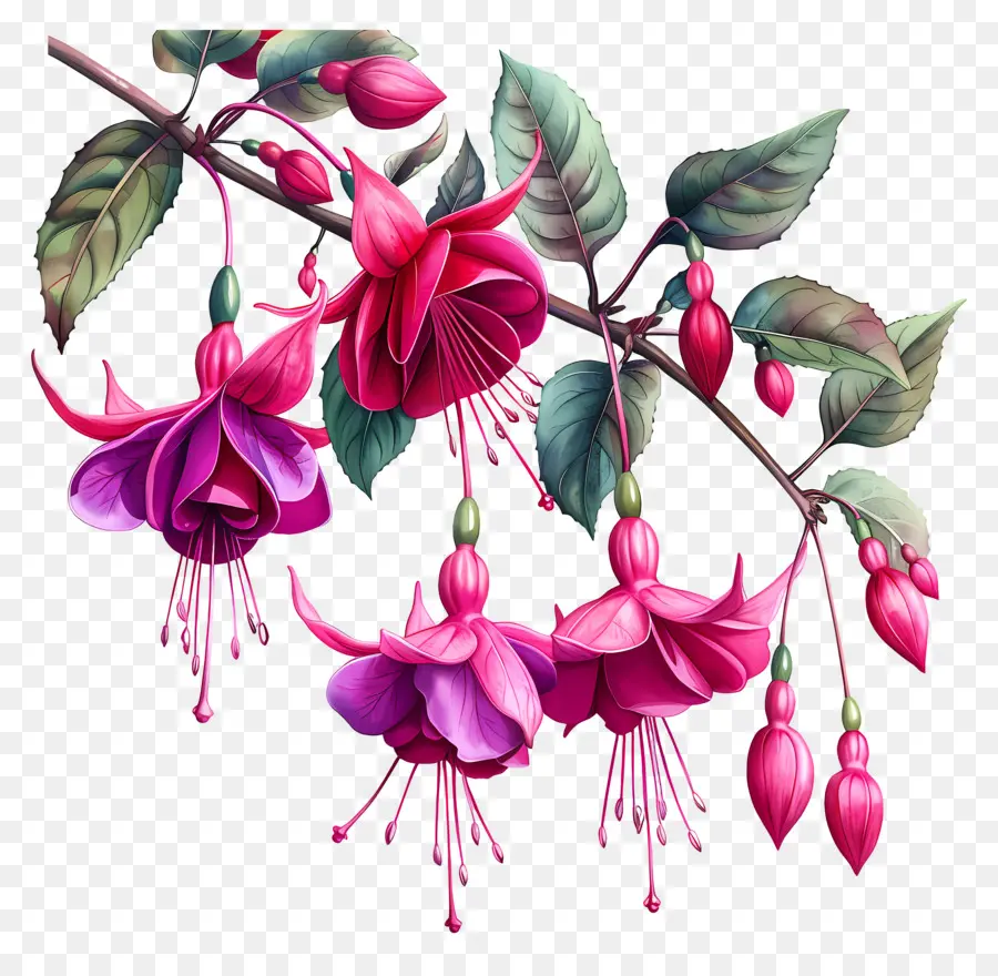 Fleurs Fuchsia，Fleurs Roses PNG