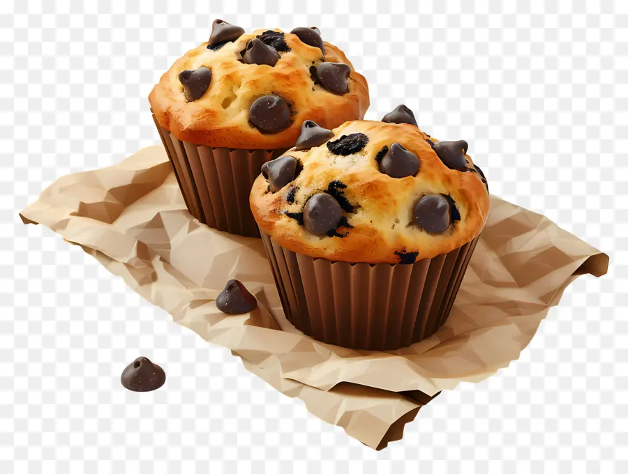 Muffins Aux Pépites De Chocolat，Cuit PNG