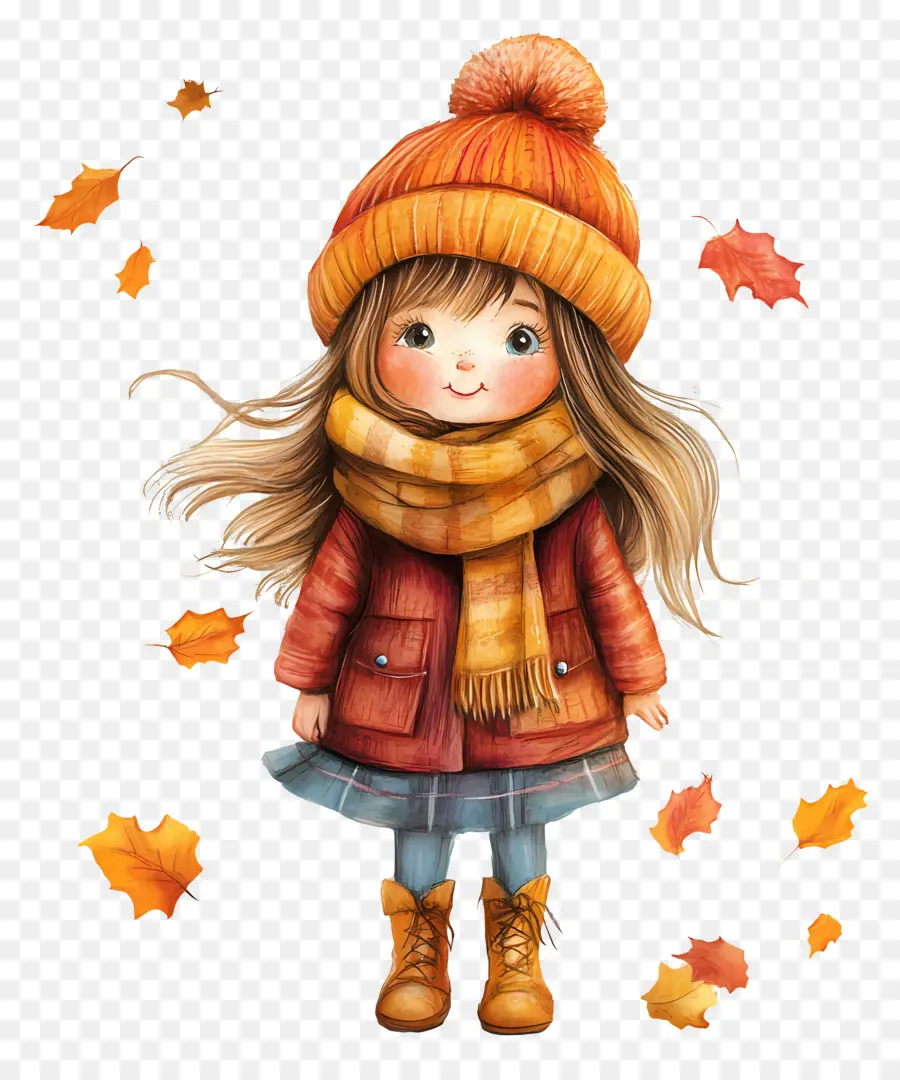 Fille D'automne，Fille En Vêtements D'hiver PNG