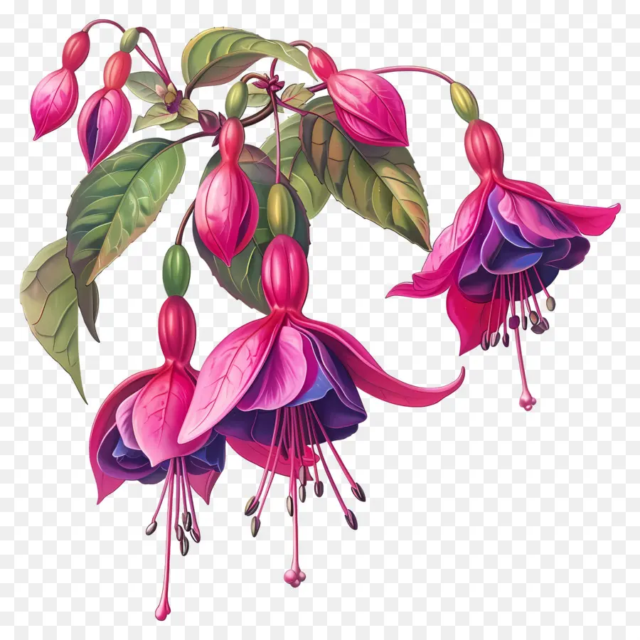 Fleurs Fuchsia，Fleurs Roses PNG