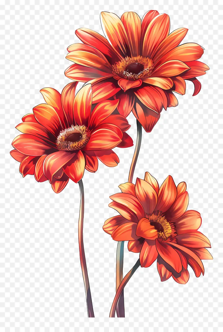 Fleurs De Gerberas，Fleurs Rouges PNG