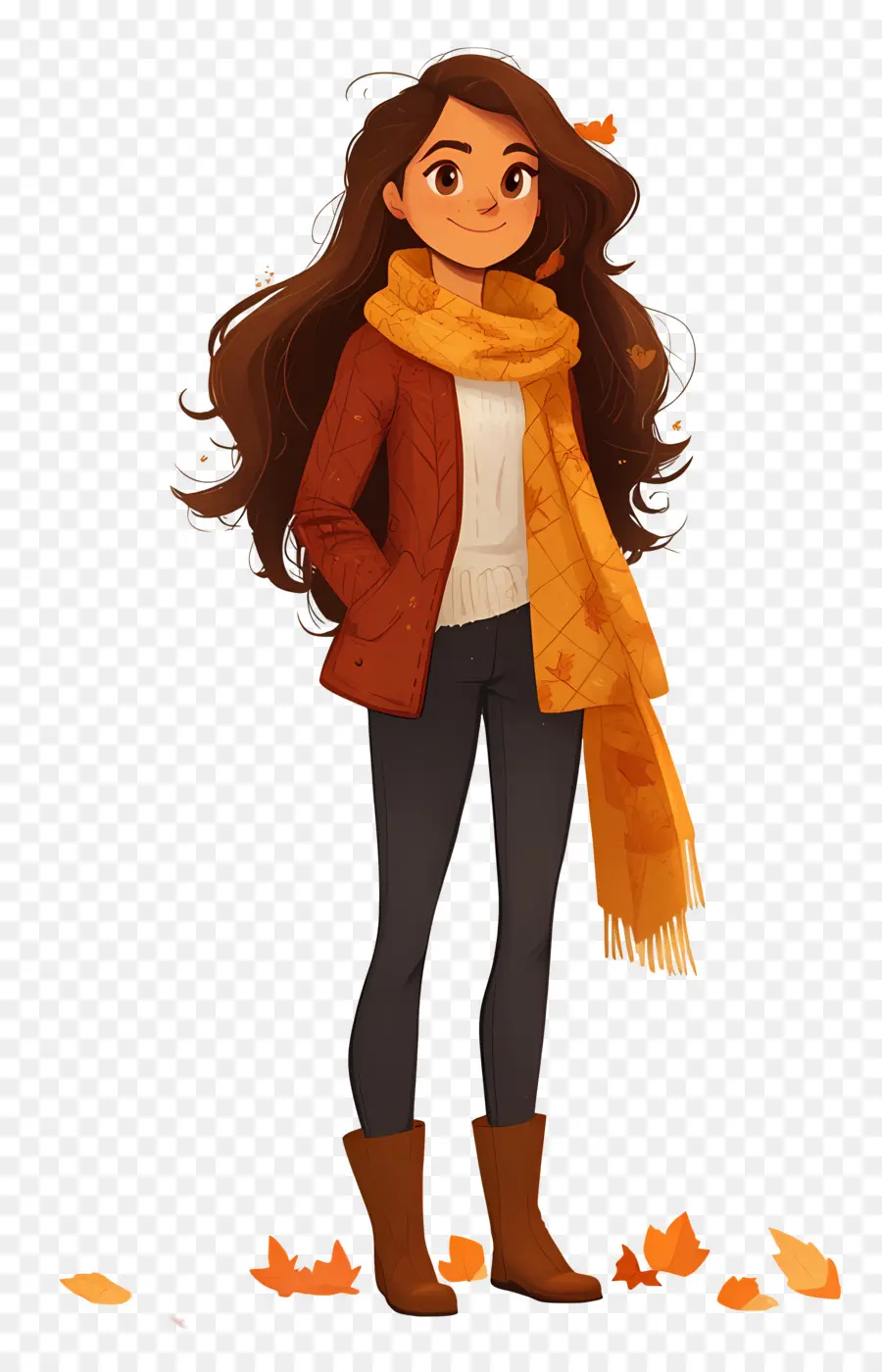 Fille D'automne，Fille En Tenue D'automne PNG