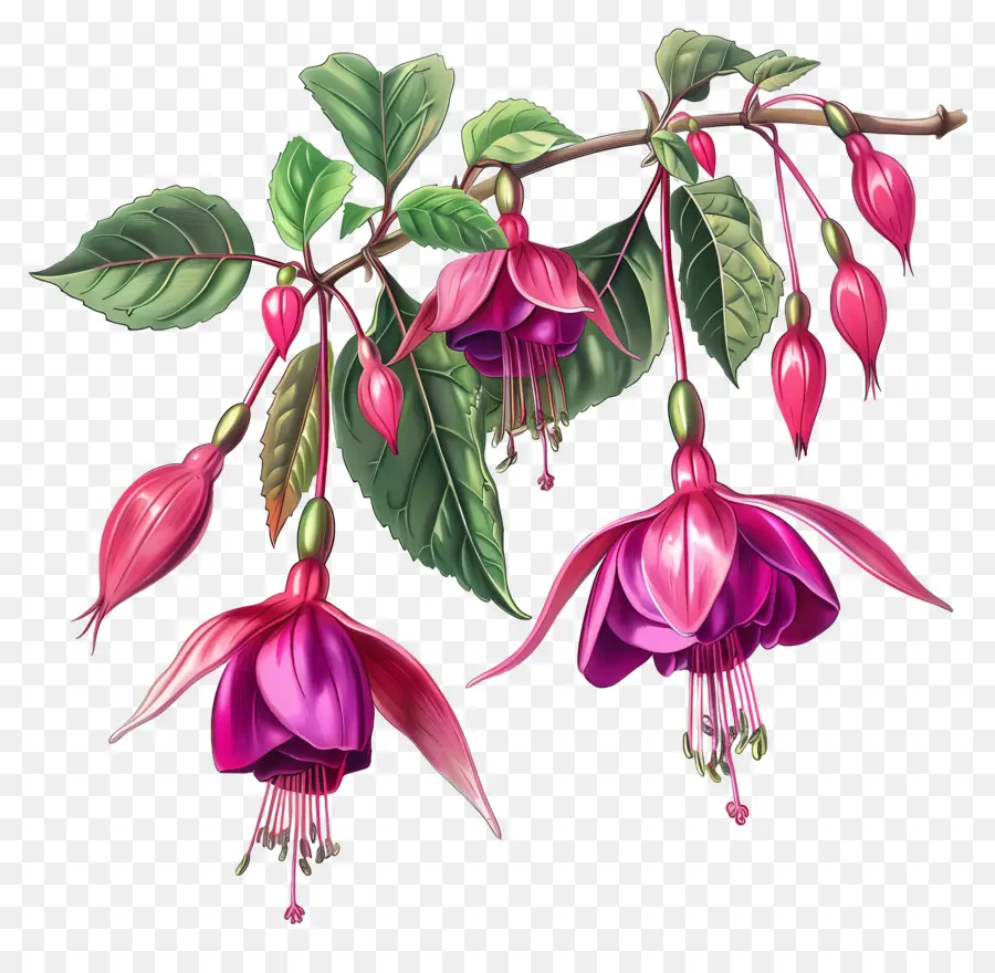 Fleurs Fuchsia，Fleurs Roses PNG