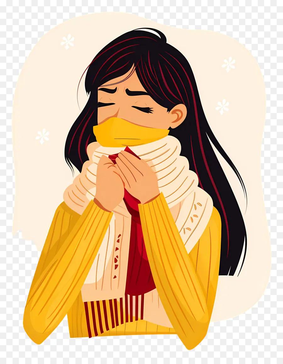 Femme Malade De La Grippe，Femme Avec Foulard PNG