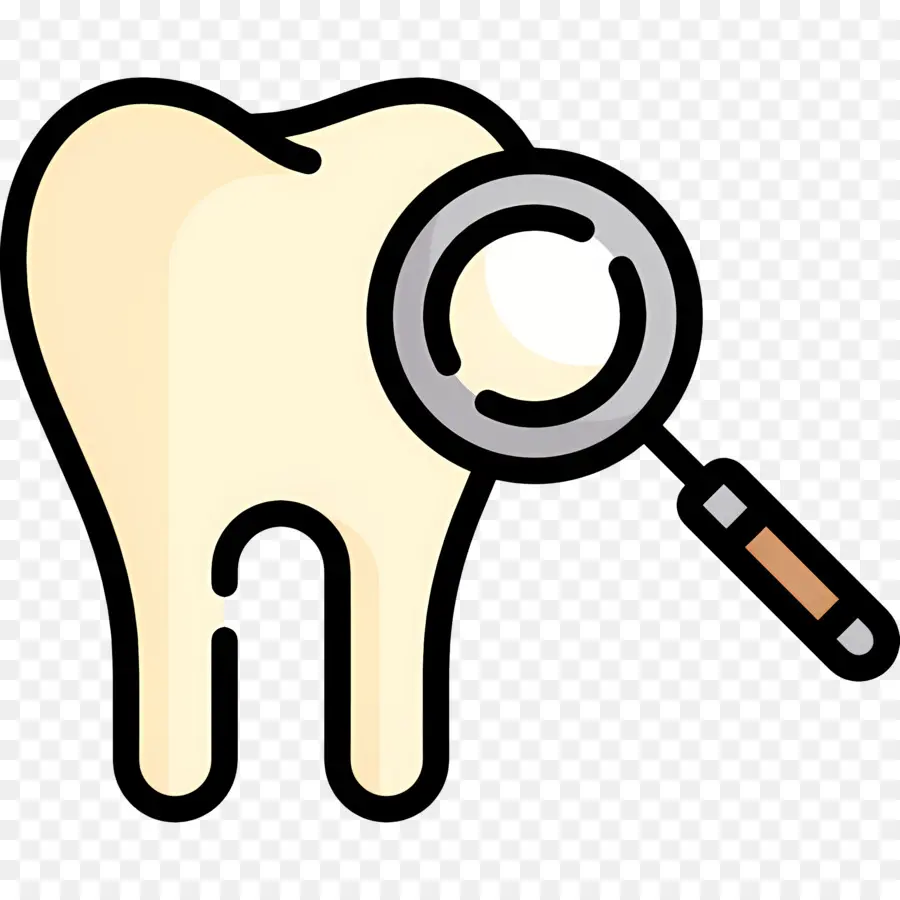 Vérification Des Dents，Dent Avec Loupe PNG