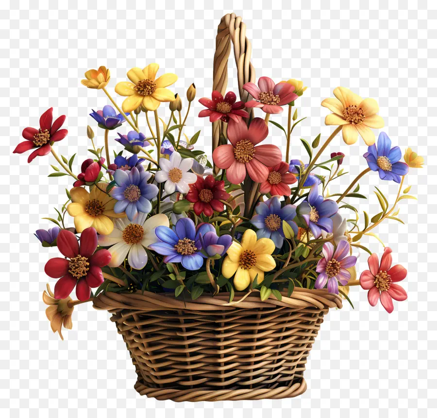 Fleurs Dans Un Panier，Panier De Fleurs PNG