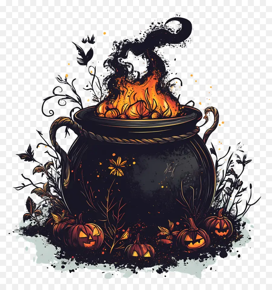 Samhain，Chaudron Avec Le Feu PNG