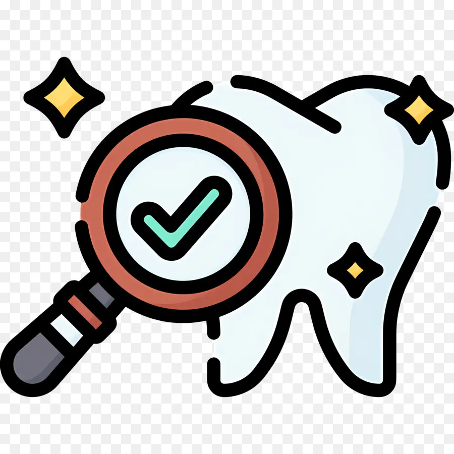 Vérification Des Dents，Dent Avec Loupe PNG