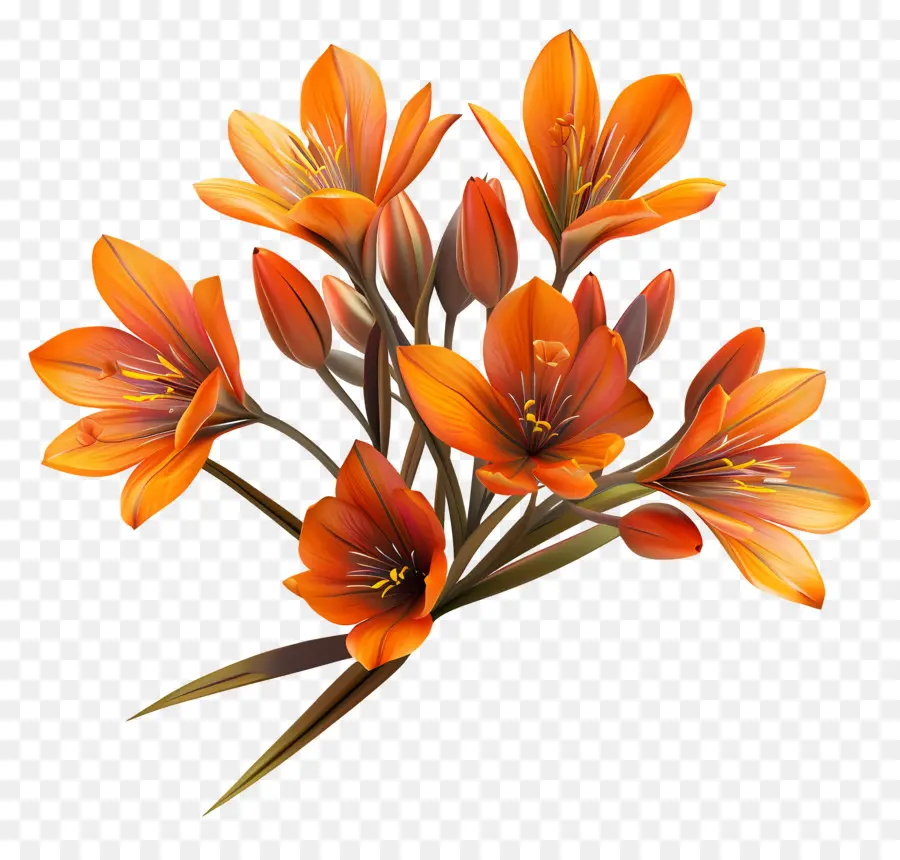 Fleurs De Safran，Fleurs Oranges PNG