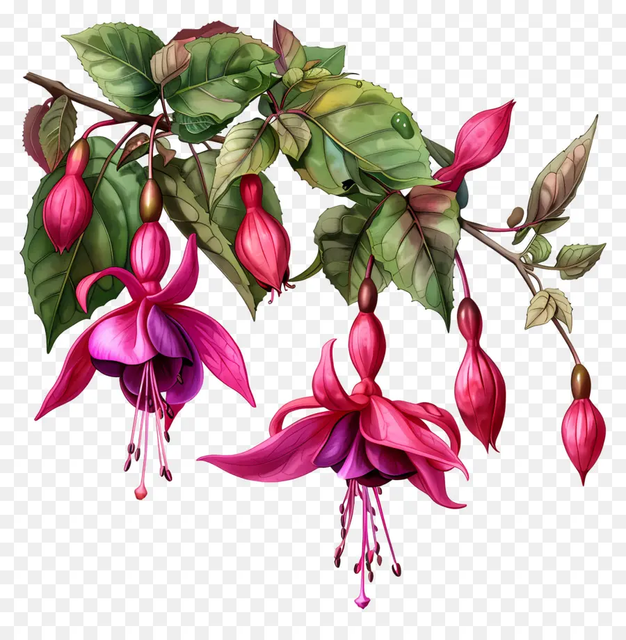 Fleurs Fuchsia，Fleurs Roses PNG