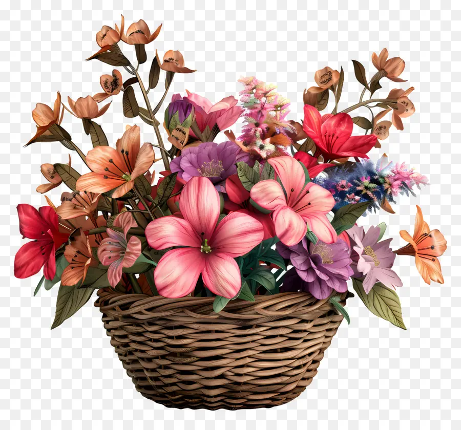 Fleurs Dans Un Panier，Panier De Fleurs PNG