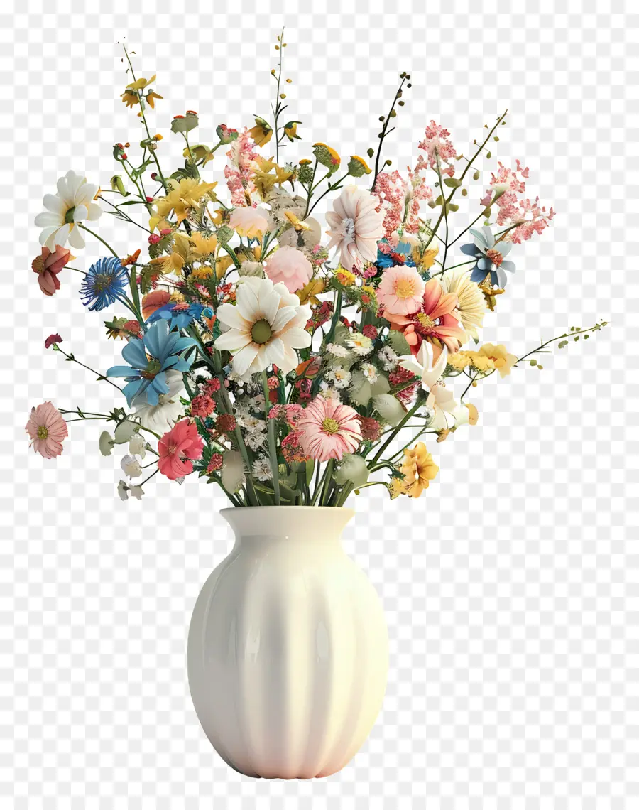 Fleurs Dans Un Vase，Bouquet De Fleurs Colorées PNG