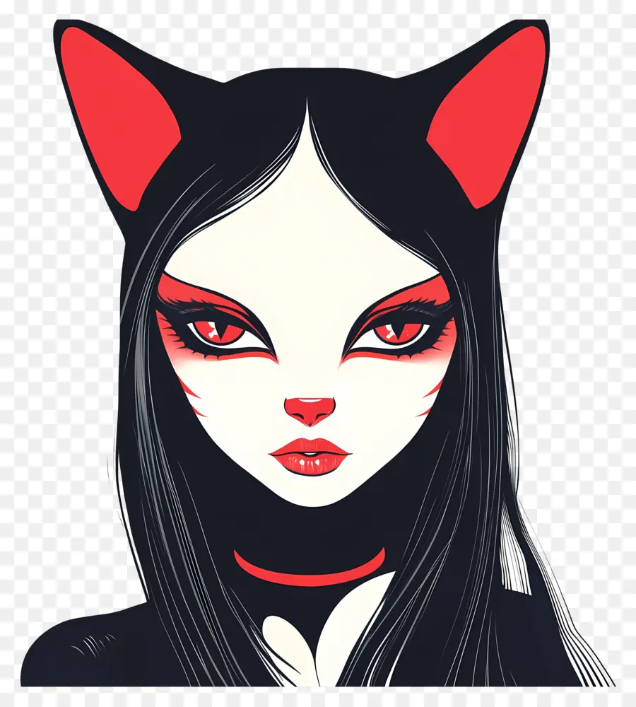 Fille Chat，Oreilles PNG