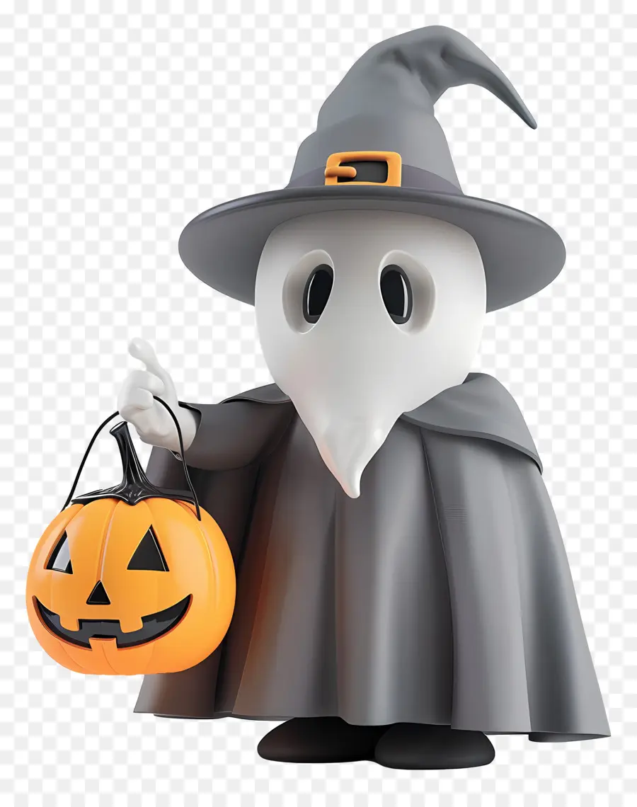 Fantôme Tenant Une Citrouille，Personnage D'halloween PNG