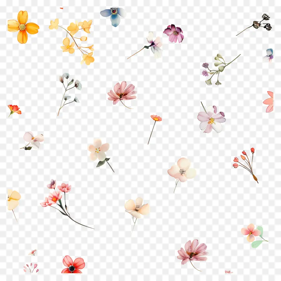 Petites Fleurs，Fleurs Aquarelles PNG