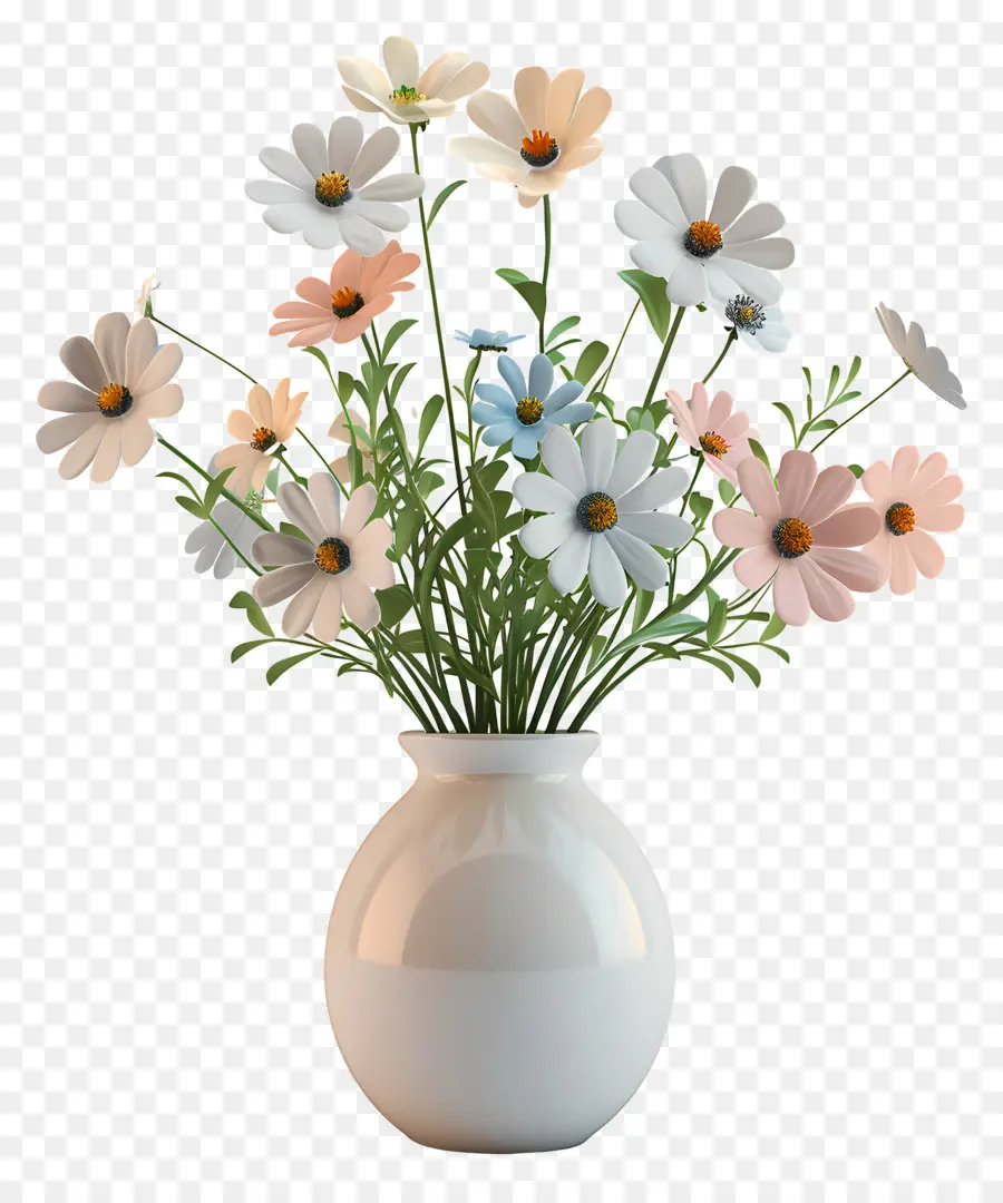 Fleurs Dans Un Vase，Bouquet De Fleurs Colorées PNG