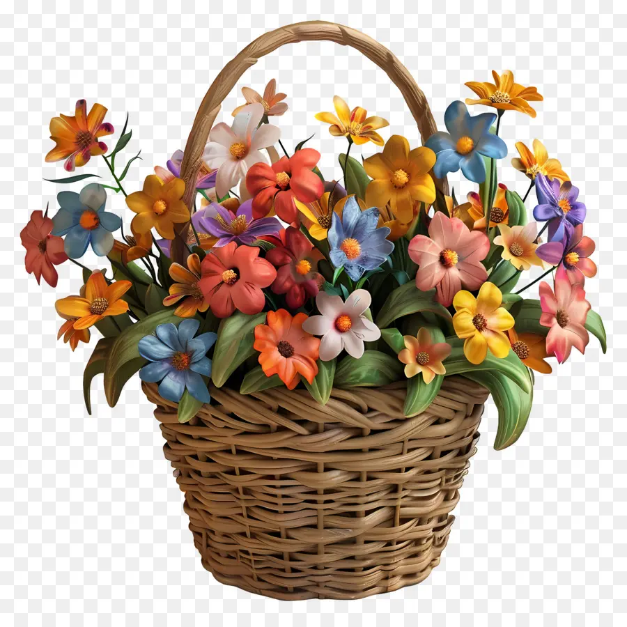 Fleurs Dans Un Panier，Panier De Fleurs PNG