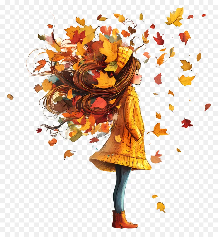 Fille D'automne，Fille PNG