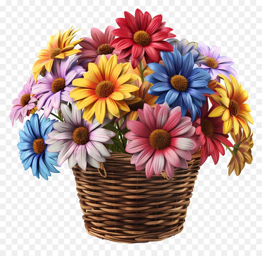 Fleurs Dans Un Panier，Panier De Fleurs PNG