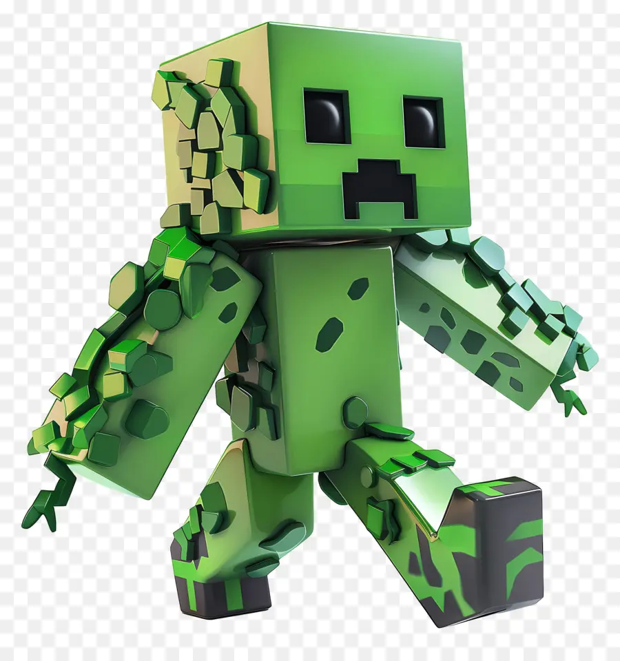 Minecraft Creeper，Caractère De Bloc Vert PNG