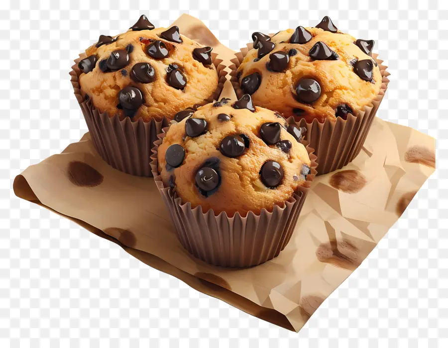 Muffins Aux Pépites De Chocolat，Cuit PNG