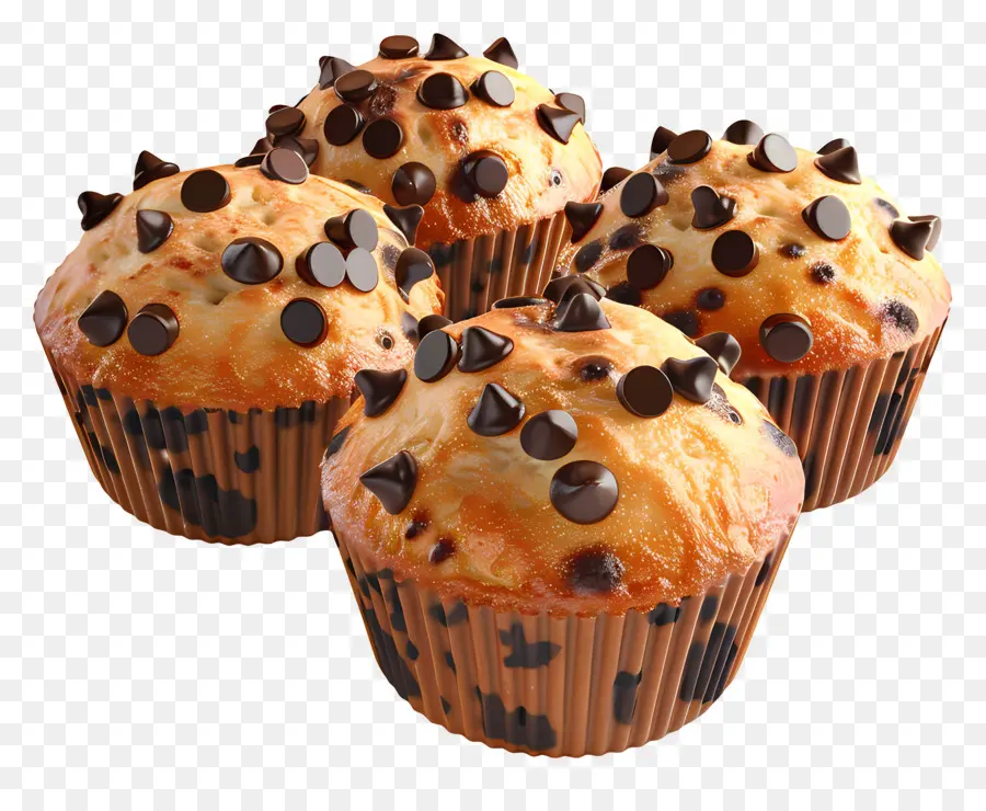 Muffins Aux Pépites De Chocolat，Cuit PNG