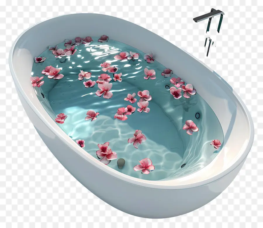 Baignoire Balnéo，Baignoire Avec Des Fleurs PNG