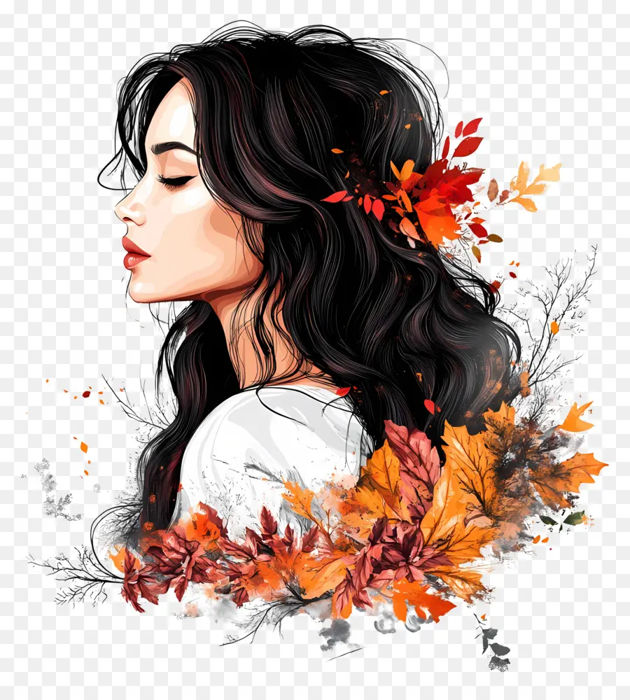 Fille D'automne，Femme PNG