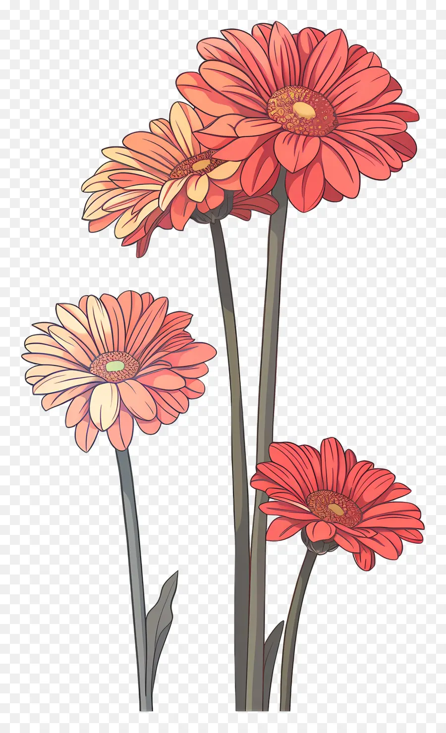 Fleurs De Gerberas，Fleurs Rouges PNG